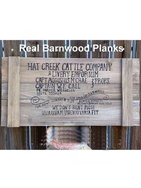 Lonesome Dove Hat Creek Cattle Real Barnwood Planks Sign 34 x 18 Inches